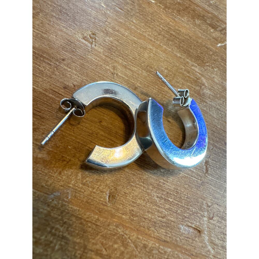 925 Silver 3D CHUNKY HOOP EARRINGS Thailand - Picture 2 of 10